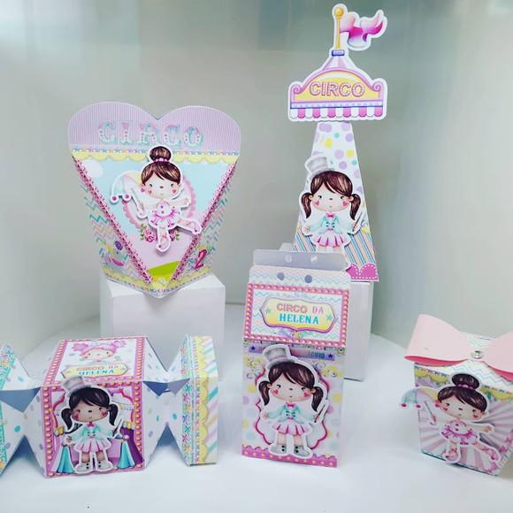 40 Personalizados Circo Aquarelado Menina