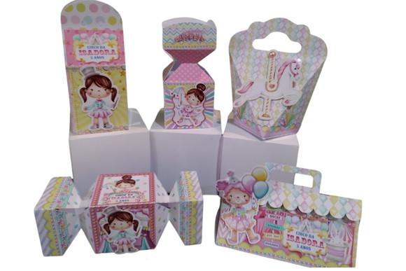 40 Personalizados Circo Aquarelado Menina