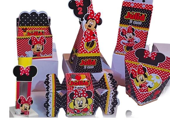 40 Personalizados Minnie Vermelha