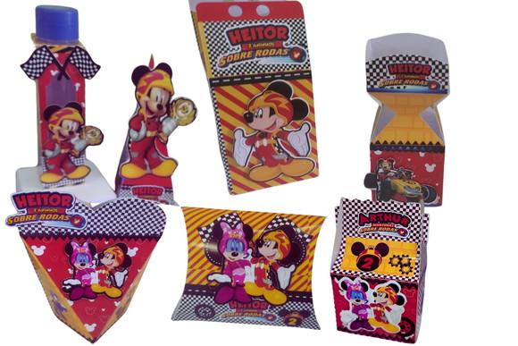 50 Caixinhas 3d Personalizadas Mickey Sobre Rodas