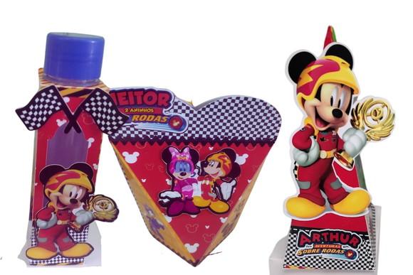 50 Caixinhas 3d Personalizadas Mickey Sobre Rodas