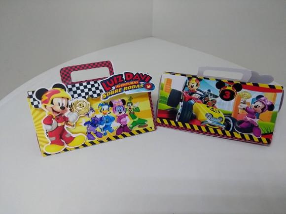 50 Caixinhas 3d Personalizadas Mickey Sobre Rodas