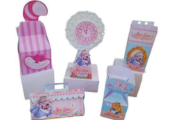 50 Caixinhas Personalizadas - Alice no Pais das Maravilhas