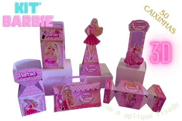 50 Caixinhas Personalizadas 3d Barbie