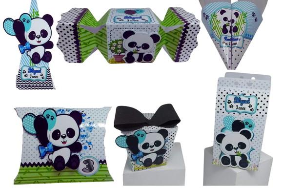 50 Caixinhas Personalizadas 3d Panda Menina