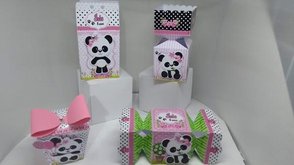 50 Caixinhas Personalizadas 3d Panda Menina
