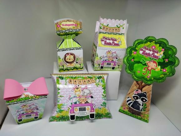 50 caixinhas personalizadas safari menina