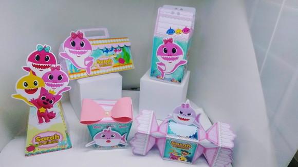 50 Personalizados 3d Baby Shark Rosa