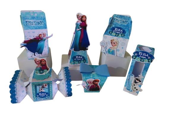 Kit 40 Caixinhas 3d Personalizadas Frozen