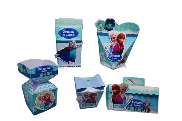 Kit 40 Caixinhas 3d Personalizadas Frozen