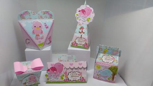 Kit 40 Caixinhas 3d Personalizadas Jardim das Borboletas