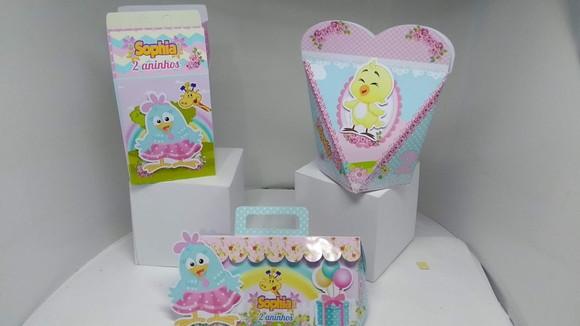 Kit 40 Caixinhas 3d Galinha Pintadinha Candy Color