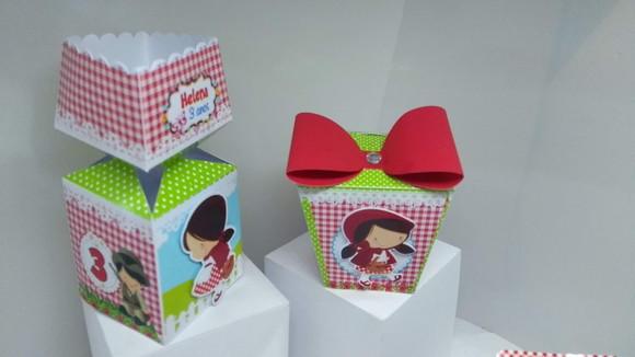 Kit 40 Caixinhas 3D Personalizadas chapeuzinho vermelho
