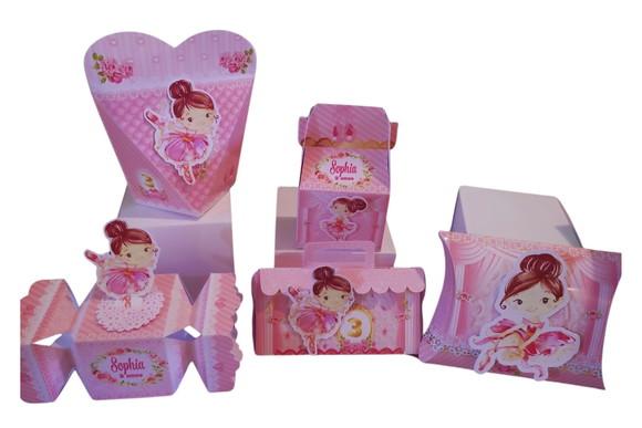 Kit 40 Caixinhas 3d Personalizadas Bailarina