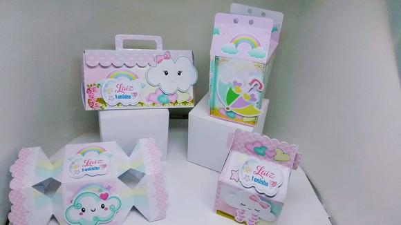 Kit 40 Caixinhas 3d Personalizadas Chuva de Amor