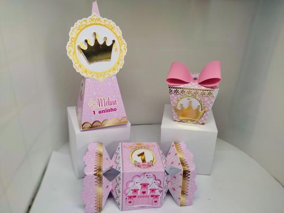 Kit 40 Caixinhas 3D Personalizadas coroa