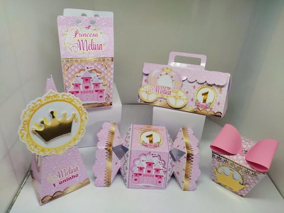 Kit 40 Caixinhas 3D Personalizadas coroa