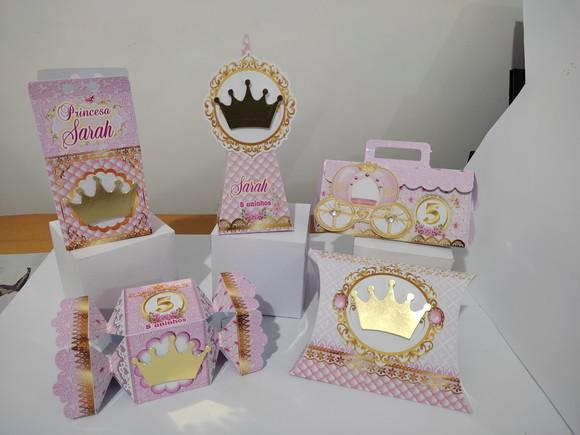 Kit 40 Caixinhas 3D Personalizadas coroa
