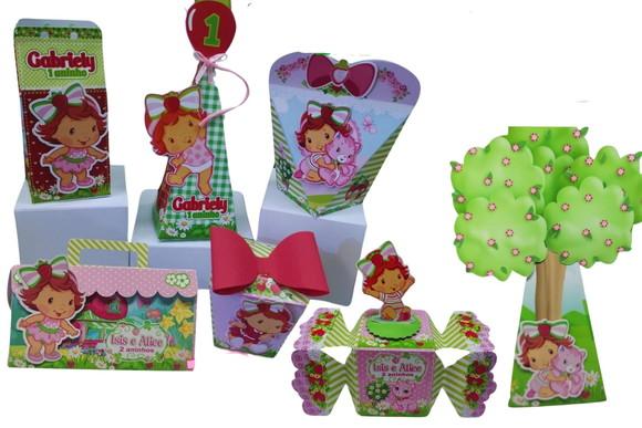 Kit 40 Caixinhas 3d Personalizadas Moranguinho