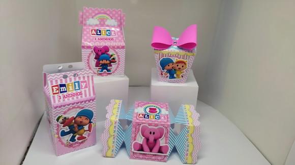 Kit 40 Caixinhas 3d Personalizadas Pocoyo