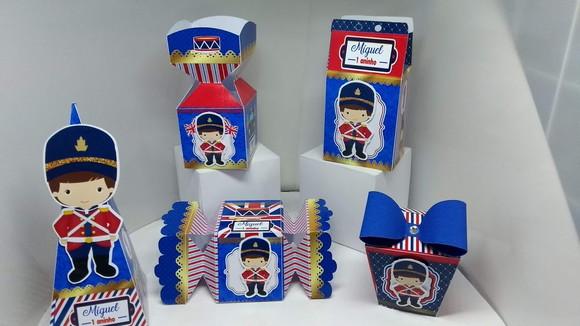 Kit 40 Caixinhas 3D Personalizadas Soldadinho de Chumbo