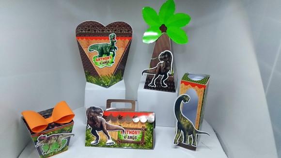 Kit 40 Caixinhas Personalizadas  Dinossauro