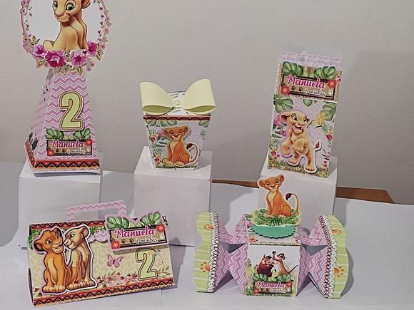 Kit 40 Caixinhas Simba e Nala Rei Leão