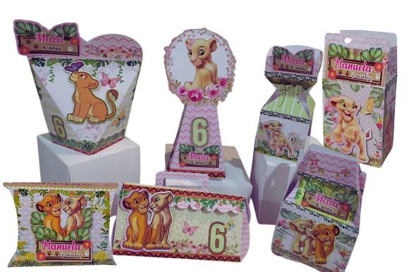 Kit 40 Caixinhas Simba e Nala Rei Leão