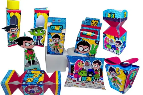 30 Caixinhas Personalizadas Heróis Jovens Titãs