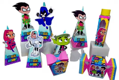 40 Caixinhas Personalizadas Heróis Jovens Titãs