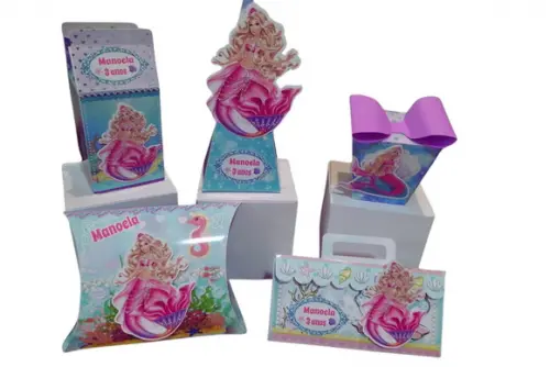 40 Caixinhas Personalizadas Barbie Sereia