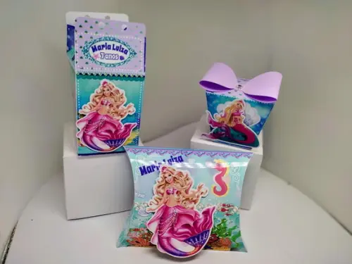 40 Caixinhas Personalizadas Barbie Sereia