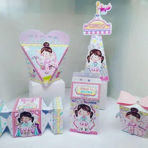 40 Personalizados Circo Aquarelado Menina