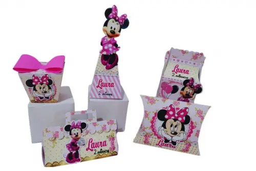 40 Personalizados Minie Rosa