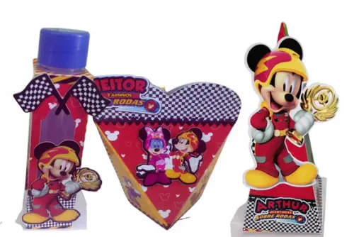 50 Caixinhas 3d Personalizadas Mickey Sobre Rodas