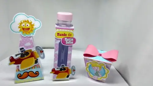 40 Caixinhas 3d Personalizadas Mundo Bita Rosa