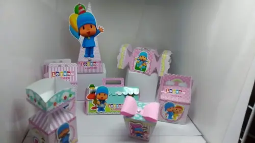 40 Caixinhas 3d Personalizadas Pocoyo Menina