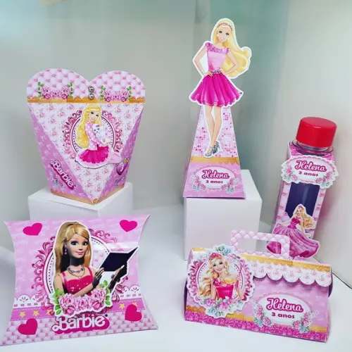 50 Caixinhas Personalizadas 3d Barbie
