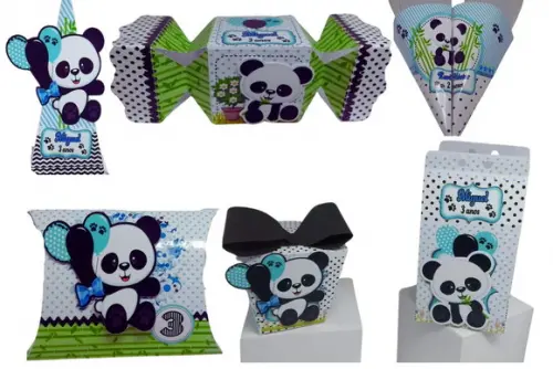 50 Caixinhas Personalizadas 3d Panda Menina