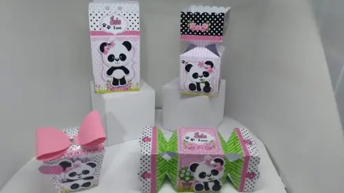 50 Caixinhas Personalizadas 3d Panda Menina