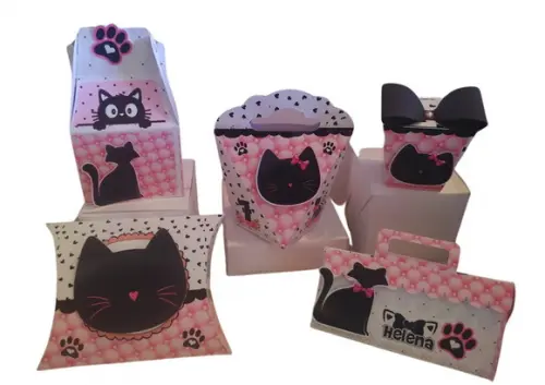 50 Caixinhas Personalizadas Gatinha