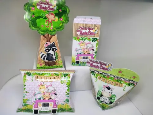 50 caixinhas personalizadas safari menina
