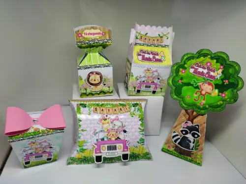 50 caixinhas personalizadas safari menina