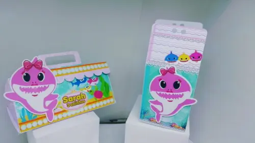 50 Personalizados 3d Baby Shark Rosa