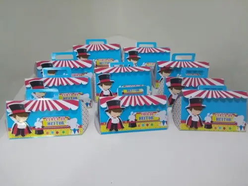 Caixinhas 3d Personalizadas Tema Circo - 40 Cx