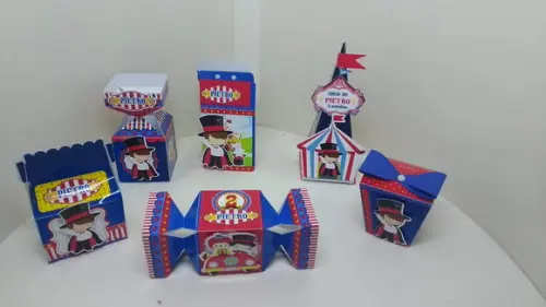 Caixinhas 3d Personalizadas Tema Circo - 40 Cx