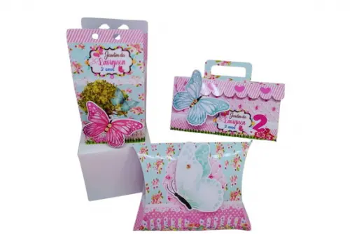 Kit 40 Caixinhas Personalizadas Jardim das Borboletas