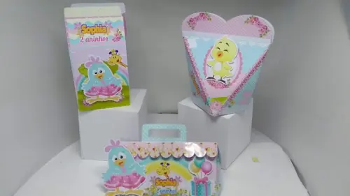 Kit 40 Caixinhas 3d Galinha Pintadinha Candy Color