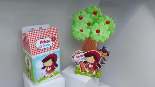 Kit 40 Caixinhas 3D Personalizadas chapeuzinho vermelho