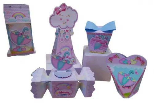 Kit 40 Caixinhas 3d Personalizadas Chuva de Amor